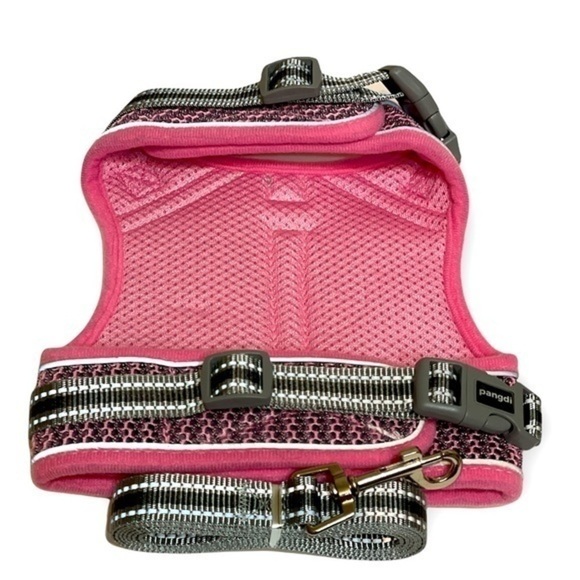 Pangdi Cat feline Pink Gray adjustable Pet Harness and attachable Leash Sz Large - Picture 8 of 9